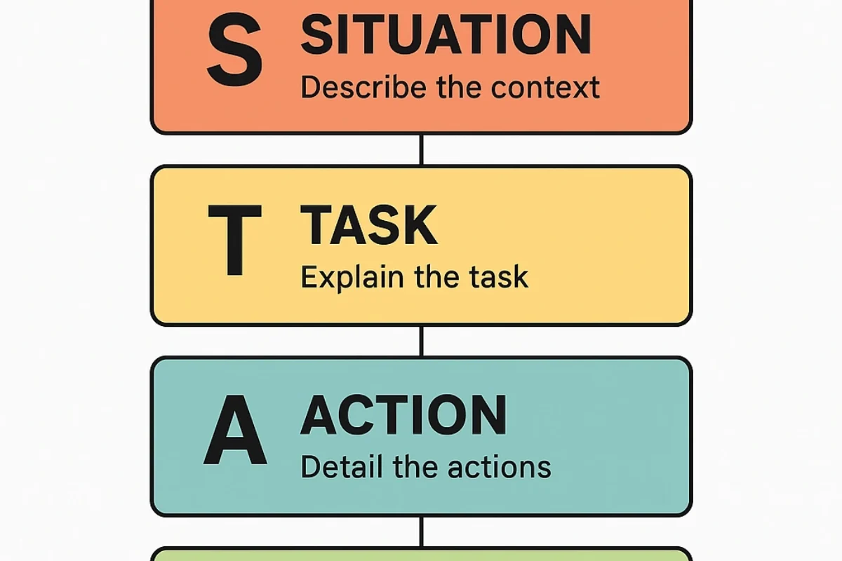 A diagram illustrating the entry-level interview questions method for answering behavioral interview questions.