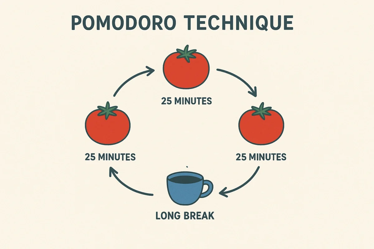 A student using a timer and a notebook, demonstrating the Pomodoro technique for students.