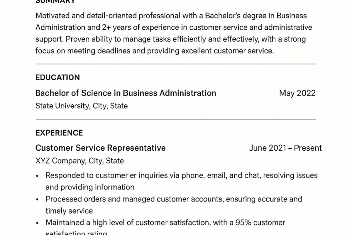 An example of a clean and effective entry-level resume template for an ATS.