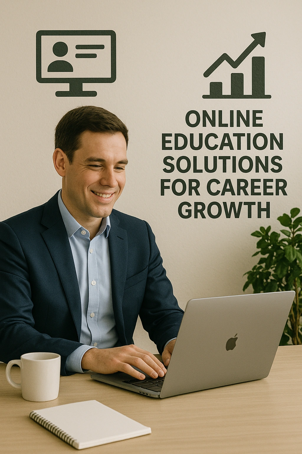A professional successfully implementing online education solutions for career growth.