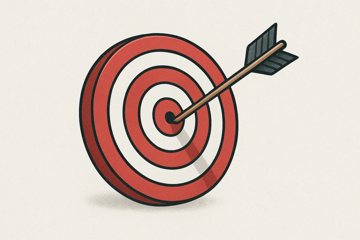 A visual of a target with an arrow hitting the bullseye, symbolizing the importance of aligning a learning platform with career goals.