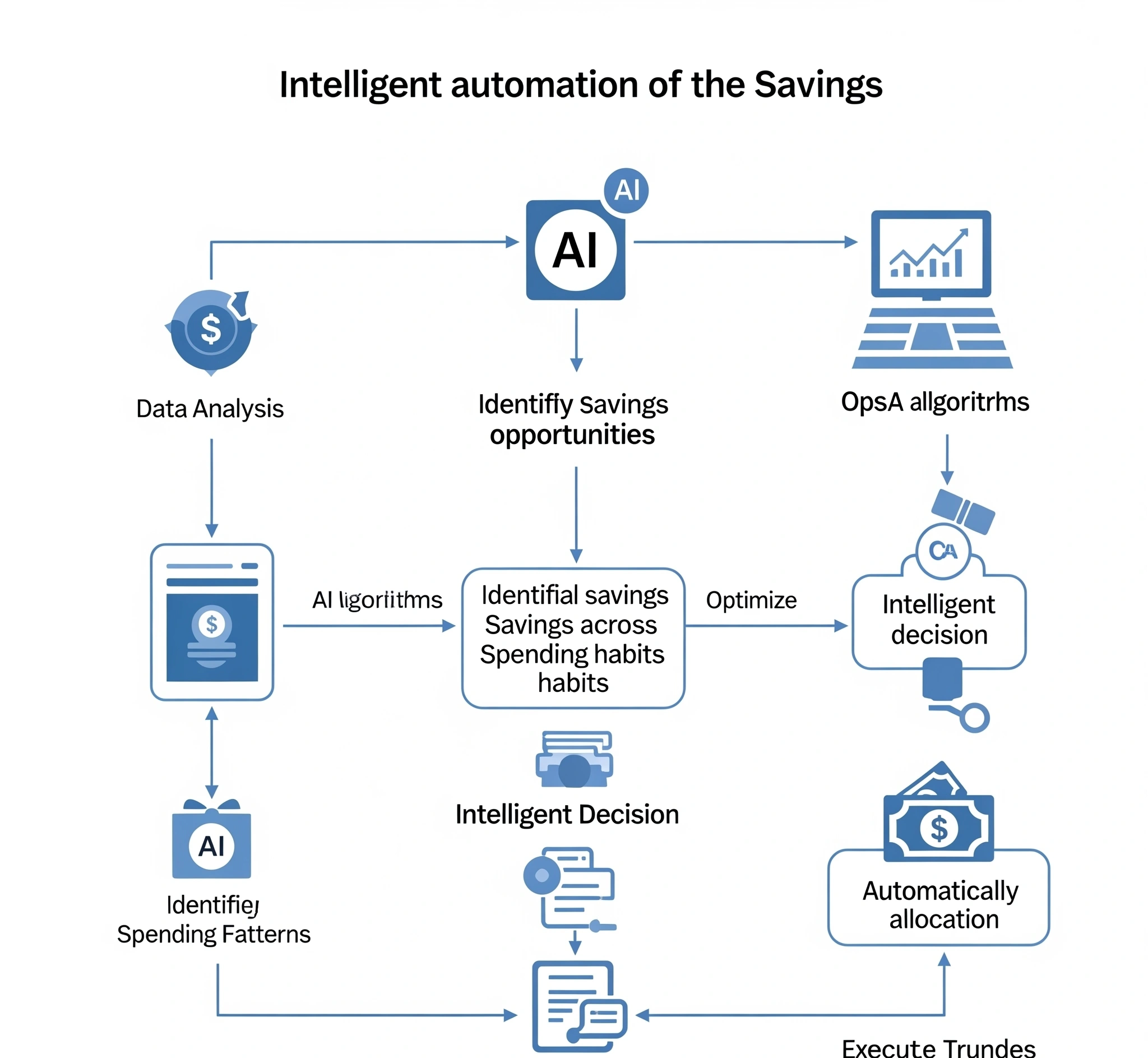 Diagram ini menunjukkan bagaimana AI secara cerdas mengotomatisasi proses menabung.