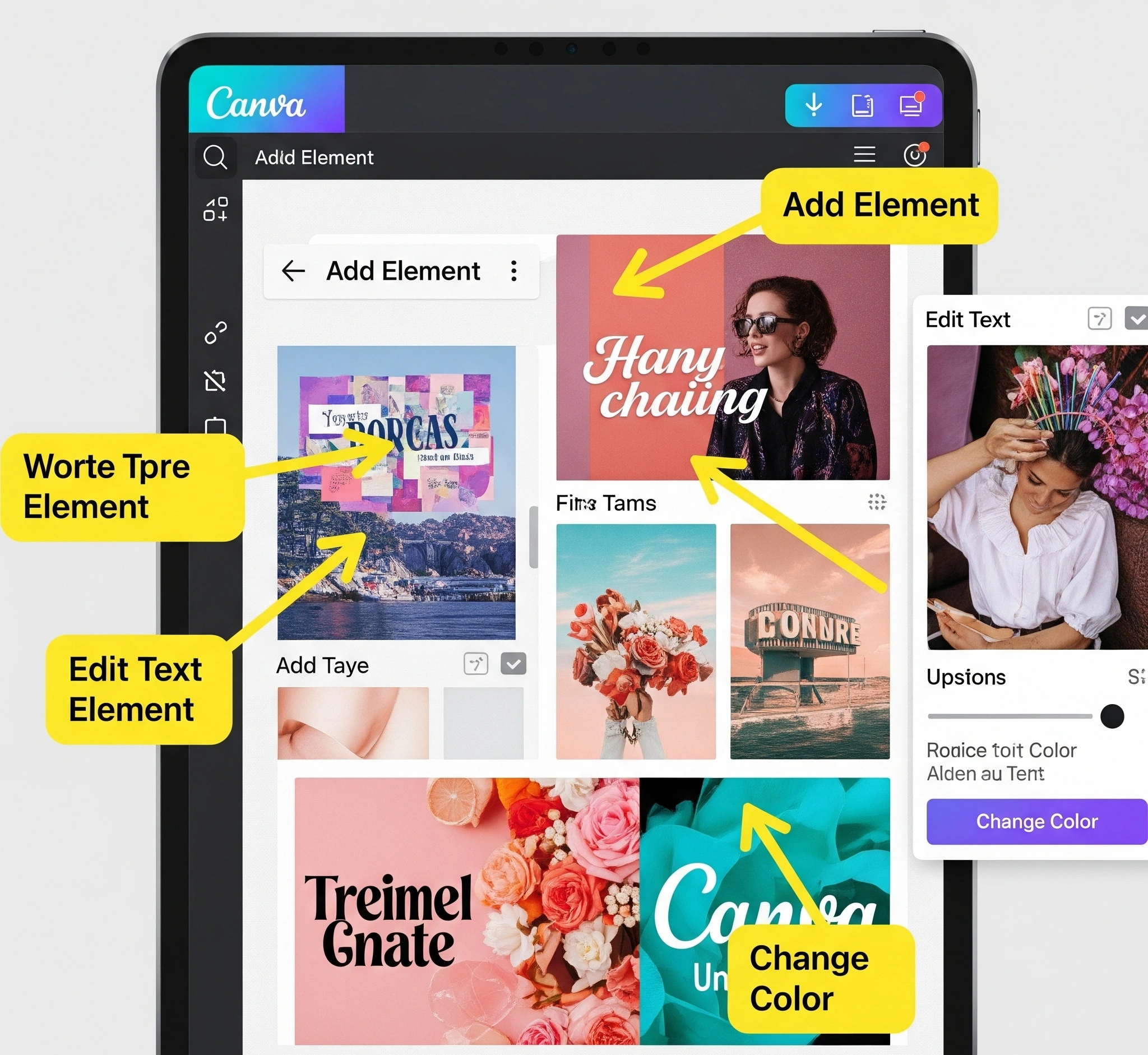Screenshot Aplikasi Canva dengan Anotasi