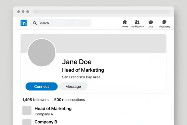 Screenshot showing the location of the headline on a LinkedIn headline examples profile in 2025.